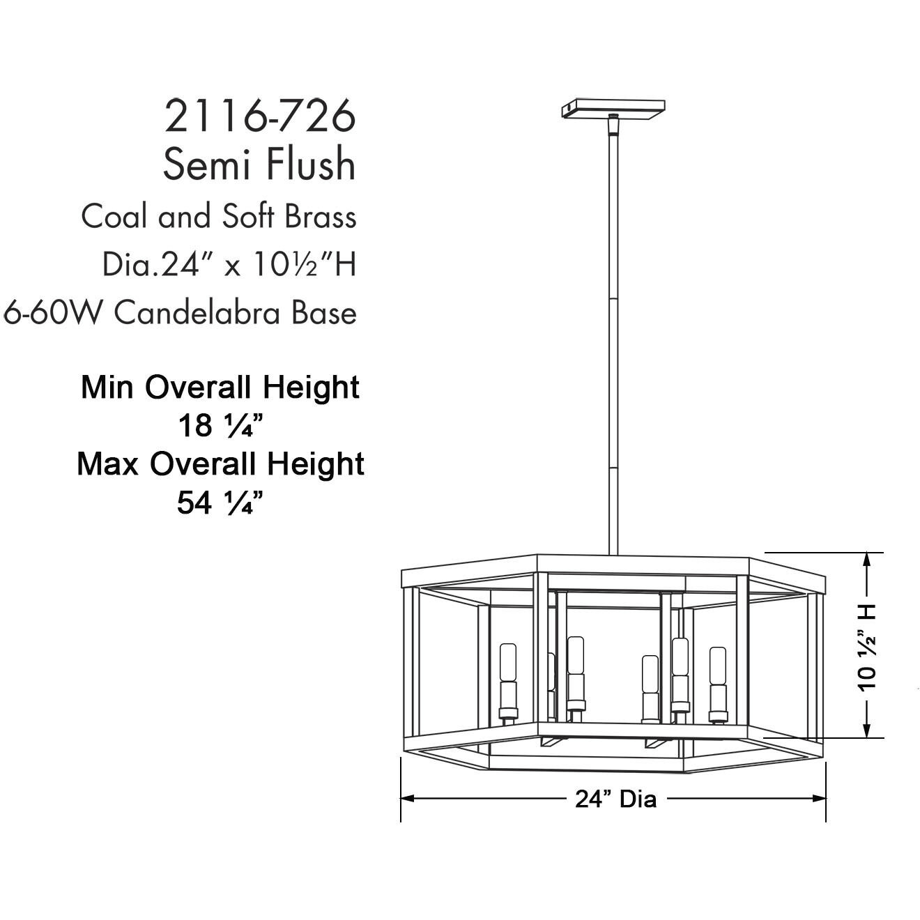 Union Estates 6 Light 24 inch Coal And Soft Brass Island Light Ceiling Light